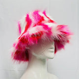 Daiiibabyyy  y2k Fluffy Faux Fur Bucket Hat Women Rabbit Fur Warm Thick Plush Winter Hat Lady Luxury Fashion Furry Panama Fisherman Cap