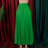 DAIIIBABYYY  -  Elegant Pleated Bottom Skirts for Women High Waisted Belt Waisted Loose Ankle Length Fashion Female Birthday Party Vestidos Robe