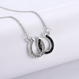 DAIIIBABYYY  -  Cute Double Horseshoe W-shaped Clavicle Stainless Steel Necklace Women's Fashion Simple Lucky Water Diamond Gift
