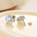Daiiibabyyy  Romantic Sparkling Zircon Snowflakes Stud Earrings for Women Girls Sweet Cute Elegant Earrings Daily Wearing Jewelry Accessories