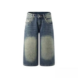 DAIIIBABYYY  -  Summer Low Waist Baggy Jeans Jorts Women Whiskers Blue Wash Straight Wide Leg Casual Denim Shorts Retro Y2k Streetwear