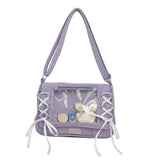 Daiiibabyyy  Dot Print Crossbady Bag Flap Transparent Sac Femme New Lace-up Bow Bolso Sqaure Bolsos De Mujer Underarm  Bags for Woman