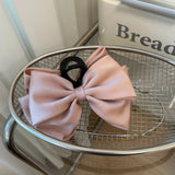 DAIIIBABYYY  -  Large Double sided Bow Clasp Clip Korean Fashion Hair Crab  Satin  Hair Shark Clip Back Head Spoon Hair Clip