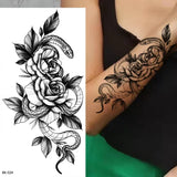 DAIIIBABYYY  -  Black Flower Women Sexy Tattoo Sticker Women Dot Rose Peony Body Chest Art Temporary Tattoos Water Transfer Fake Tattoo Stickers