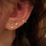 Daiiibabyyy  6Pcs/set Silver Color Rhinestone Cross Stud Earrings For Women Fashion Punk Earring Sets Trendy Jewelry Gifts