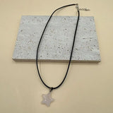 Daiiibabyyy  Natural Stone Five-pointed Star Crystal Rose Quartz Opal Star Pendant Necklace for Women Fluorite Lapis Bullet Pendulum Jewelry