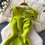 DAIIIBABYYY  -  Sexy o neck Three-dimensional flower sleeveless Dress Chic Elegant Vestidos Vintage party Women Fashion pencil dresses