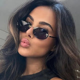 DAIIIBABYYY  -  Punk Y2K Sunglasses Female Outdoor Shades Rimless Driving Eyewear Glasses Retro Letter Oval Sun Glasses Oculos De Sol