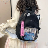 Daiiibabyyy  Cute Hit Color Cat Embroidery Ita Mochila High Capacity Mochilas Student Backpack School Bag Transparent Bags for Woman