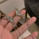 Daiiibabyyy Y2K Fairy Butterfly Tassel Ear Clips For Women Ear Bone Clip Earring No Ear Hole Ear Cuff Hanging Earring Fashion Jewelry Gift