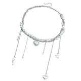 DAIIIBABYYY  -  Multilayer Heart Shaped Pendant Pearls Necklace Romance Fashion Jewelry Accessory for Trendy Women Ladies Daily Use