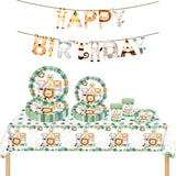 Daiiibabyyy Jungle Animals Tableware Safari Party Decorations for Home 1st Birthday DIY Craft Kids Gift Wild One 1st Birthday Party Supplies