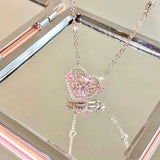 Daiiibabyyy New 925 Sterling Silver Luxury Zircon Sweet Heart Pendant Necklaces For Women Designer Jewelry Gift Female Jewelry Free Shipping