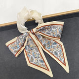 DAIIIBABYYY  -  Printed Bow Hair Rope Elegant Ribbon Ponytail Hair Band For Women Sweet Rubber Band Hair Ring Fashion Headdress Hair Accessories