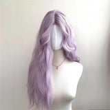 Daiiibabyyy  Purple High Quality Long Roll Synthetic Wig Mid-split Bangs Large Wave Curly Hair Long Women's Wig