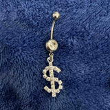 Daiiibabyyy  Y2K Accessories Shiny Crystal Dollar Belly Piercing Fashion Punk Sexy Body Piercing Belly Rings Jewelry Body Accessories