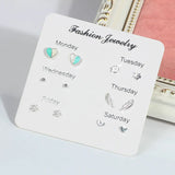 DAIIIBABYYY  -   2024 Creative Week Stud Earrings Set for Women Heart Pearl Rhinestone Earring Korean Fashion Party Jewelry Wholesale
