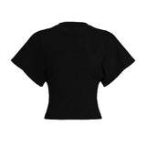 Daiiibabyyy  American Classic O Neck T Shirt Women Spring Summer Casual Slim Pullover Top Short Sleeved Street Fashion White Cropped Tee