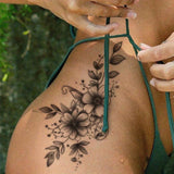 Daiiibabyyy  1Pc Washable Temporary Tattoo, Vivid Red Ink Flower Minimalist Design, Suitable For Daily Use