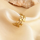Daiiibabyyy  New Stainless Steel Double Layer Star Waterproof Rings for Women Gold Color Opened Star Rings Cute Wedding Jewelry Gifts
