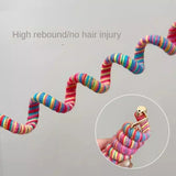 DAIIIBABYYY  -  New Korean Spiral Hair Ties High Elastic Telephone Cord Braid Hair Band Women Girls No Crease Ponytail Holder Hair Ropes