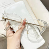 Daiiibabyyy  Fashionable New Cat Eye Glasses for Men and Women, Ultra Light Full Frame Glasses, High-definition Anti Blue Light Glasses