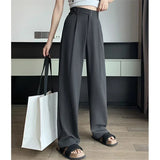 Daiiibabyyy  Black Suit Wide Leg Pants Women Fashion Solid Color High Waist Loose Trousers Office Ladies Silm Fit Streetwear Bottoms New