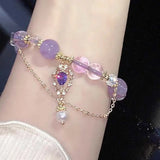 DAIIIBABYYY  -  Steel Fun Y2k Accessories Women Bracelet Crystal Purple Zircon Water Drop Pendent Tassel Hand Chain for Girls Friendship Gift