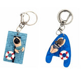 Daiiibabyyy  Fashion Acrylic Pool Floating Board Keychain Alloy Blue Yellow Swimming Figure Pendant Creative Decorative Bag Charm Summer