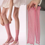 Daiiibabyyy  Colorful Ins Polka Dot Socks for Summer Thin Silk Sheer Breathable Leg Warmers Cute Footless Ankle Cuffs Trendy Calf Sleeves