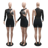 Daiiibabyyy  Sexy Dresses for Women Evening Night O Neck One Shoulder Diamond Transparent Mini Length Ladies Club Party Vestidos Mujer Cloth