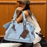Daiiibabyyy  Y2K Cool Girl Motorcycle Bag For Women High-end Sense Korean Large Capacity Tote Bag Fashion Travel Shoulder Bag