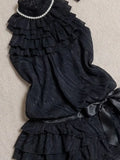 Daiiibabyyy  Japanese Vintage Gothic Elegant Black 2 Piece Set Women Chic Y2k Sleeveless Tops + Skirts Harajuku Fashion Causal Retro Outfits