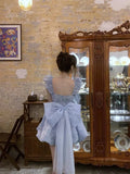 Daiiibabyyy  Bow trailing on the run Princess skirt French dress Women's spring and summer adult dress Waist short skirt