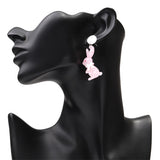 Daiiibabyyy  Cute Acrylic Bowknot Rabbit Drop Earrings for Women New Cartoon Animals Dangle Earring Easter Jewelry Gifts
