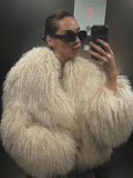 DAIIIBABYYY  -  Solid Color Plush Women's Coat Fashion Fluffy Faux Fur Jacket  Long Sleeve Warm Cardigan Coat 2024 Lady Winter Street Outerwear