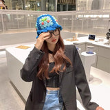 Daiiibabyyy Summer New Women Crochet Hand Made Hollow Knitted Fisherman Hats Casual Knit Hats Cherry Red Pink Bucket Hat Cap