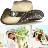 Daiiibabyyy  Summer cowboy straw hat for woman hand-woven hollow design imitation jade sapphire hat summer sun hat for man2022
