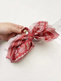 DAIIIBABYYY  -  1pcs bohemian versatile unique hair clip, red cashew flower bow grab clip sweet shark clip resort ponytail clip fashion headwear