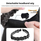 DAIIIBABYYY  -  Removable Long Curl Fishbone Braid Hairband Wig Half Head Cover Water Wave Texture Shampooable Easy to Wear Asian Fiber Hat