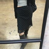 Daiiibabyyy  High Waist Chiffon Midi Skirts for Women Diagonal Striped Slim Flowy Ruffle Hem Casual Elegant Skirt