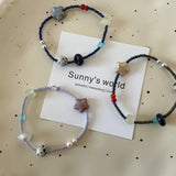 Daiiibabyyy  Fashion Handmade Charm Bracelet Kawaii Star Y2k Bead Chain Jewelry Bracelet Cute Hand Chains Accessories Love Beads Gifts