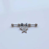 DAIIIBABYYY  -  1PC Customized Star Industrial Piercing Barbell with Acrylic Beads Diy Stainless Steel Ear Piercing Cartilage Body Piercing 14G