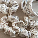 Daiiibabyyy -  French Style Milk White Background Floral Large Intestine Hair Band Rubber Band Ponytail Hair String Headband Hair Accessories