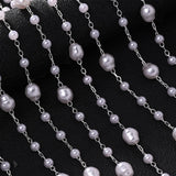 Daiiibabyyy  Fashion Imitation Pearl Mesh Headpiece Wedding Wig Accessories Elegant Round Rhinestone Tassel Head Chain Band Prom for Women