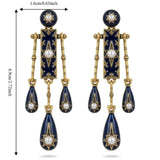 Daiiibabyyy  Elegant Bohemian Style Vintage Dangle Earrings Star Tassel Waterdrop Earrings Temperament Pearl Blue Drip Glaze Earrings Women
