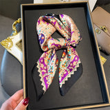 DAIIIBABYYY  -  New Silk Square Scarf Women Luxury Floral Print Kerchief Soft Satin Hairband Hands Bag Ribbon Foulard Hijab Neckerchief Headband
