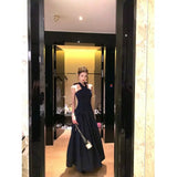 DAIIIBABYYY  -  2025 Backless Cross Hanging Neck Dress Women Summer Pure Desire To Tuck in Waist Swing Long Design A-line Vestidos