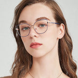 Daiiibabyyy   -  Fashion Anti Blue Light Glasses Women Men Classic Metal Decor Frame Eyewear High-definition Eye Protection Computer Goggle
