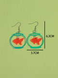 Daiiibabyyy  Cute Acrylic Iridescent Fish Tank Drop Earrings Lovely Cartoon Marine Animals Pendant Earring Women Jewelry Gifts